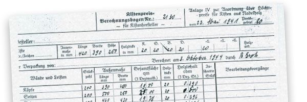 Auftragsschein aus dem Jahr 1941